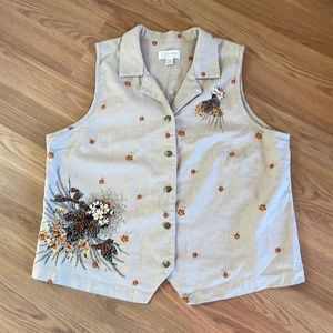 EUC C.J. Banks Linen Floral Vest. 1X